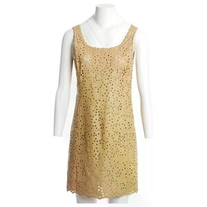 Tan Eyelet Sleeveless Dress